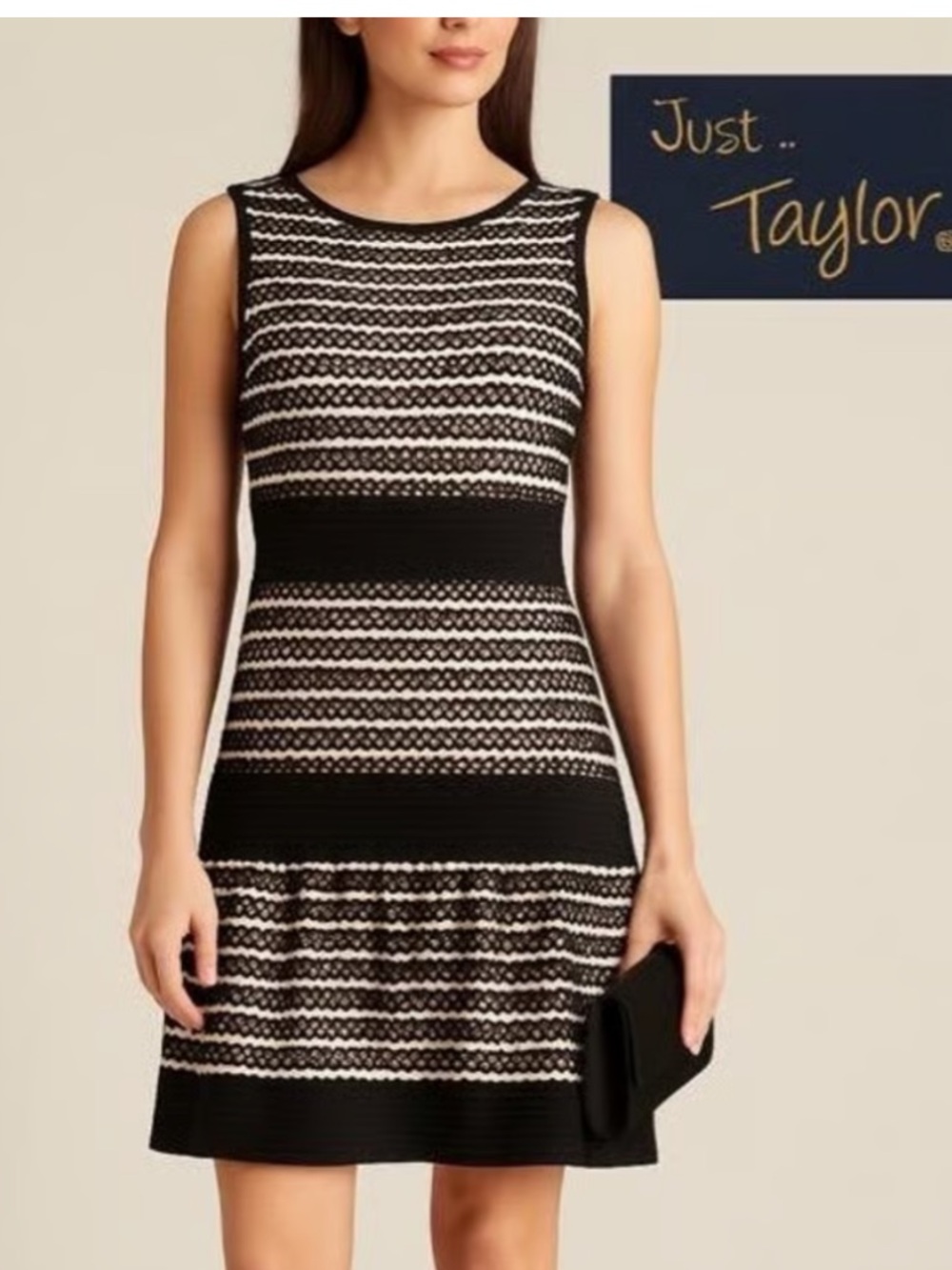Just...Taylor  Striped Knit Sleeveless eyelet  Mini Dress- worn about 5x‎